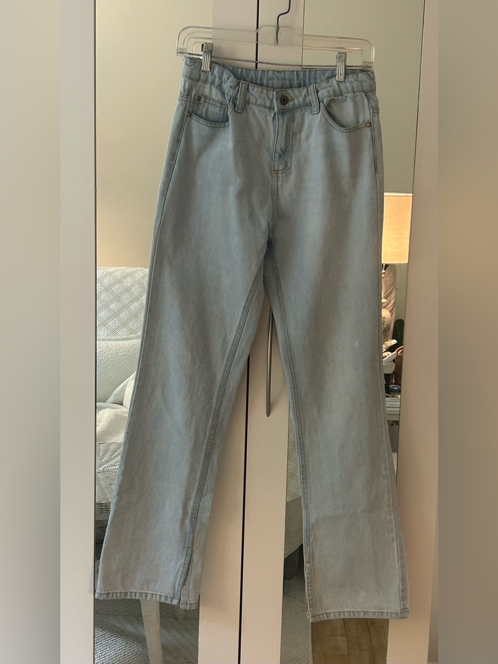 🎊Girls / Teen Light Wash Flare Jeans - Size 16 - Adjustable Waist with Side Slit